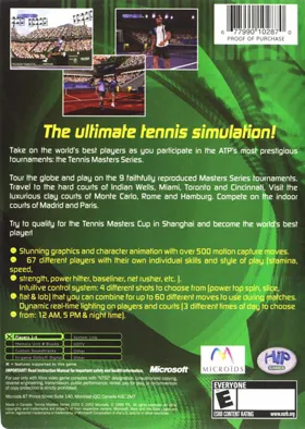 Tennis Masters Series 2003 (USA) box cover back